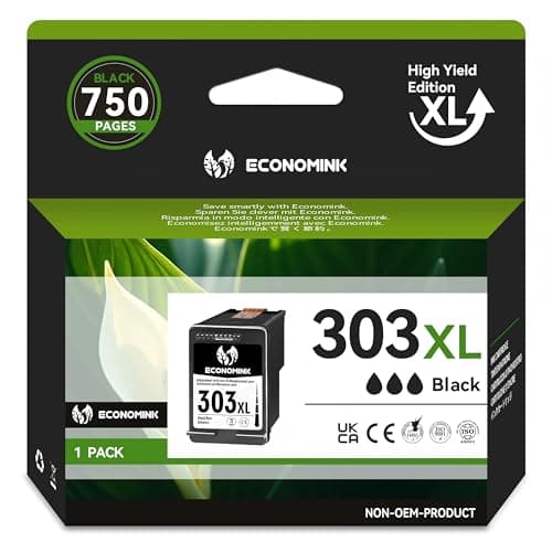 Image of 303 XL Black Ink Cartridge, High Yield Printer Ink 303XL Black, Compatible for HP 303 Ink Cartridges, for HP Envy Photo 6230 6220 6232 7130 7134 7830 Envy Inspire 7220e 7224e 7920e 7924e (1 Black)