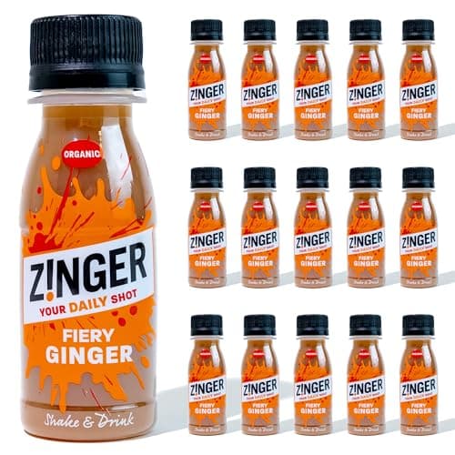 Image of ZINGER Organic Ginger Shots (15x70ml) | Refreshing Fiery Ginger Shot | Vegan and Gluten Free | No Added Sugar
