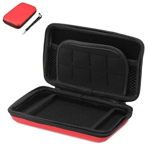 Image of SILCOSTAR Carry Travel Storage EVA Hard Protective Case Cover for 2DS XL Console / 3DS XL & Accessories with Double Zipper and 8 Game Holders for 2DS XL / 3DS XL Game (Red)