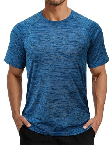 Image of MAGCOMSEN T Shirt for Men UK Training Gym T-Shirt Short Sleeve Running Top Athletic Lightweight Tshirt,Medium Blue,3XL