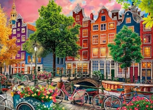 Image of Jigsaw Puzzles for Adults 1000 Piece Amsterdam 27.56 x 19.69 Inch Jigsaw Puzzle for Adults Educational Game 1000 Pieces Netherlands Puzzles for Adult