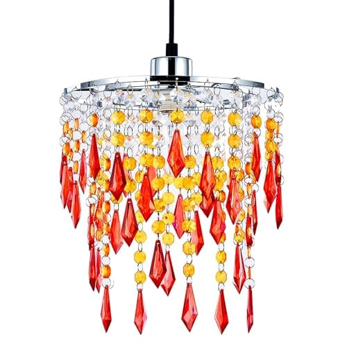 Image of Innoteck Cherry Ceiling Chandelier Acrylic Light Shade – Sun Beam Orange – Easy-Fit Pendant Shade for Bedroom, Living Room & Hallway – Includes E27 to B22 Converter – Home Decorative Lamp Shade