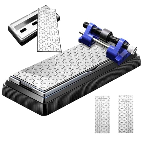 Image of Diamond Sharpening Stones Set with 400/1000 Grit, Chisel Sharpening Kit with Chisel Honing Guide, with Box Base, Quality Diamond Sharpening Stone Set, Fine/Coarse Plate, for Kitchen and Outdoor Use