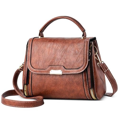Image of FORRICA Handbag Women Top Handle Bag Retro Shoulder Bag PU Leather Ladies Small Crossbody Bag for Shopping Daily Use Brown