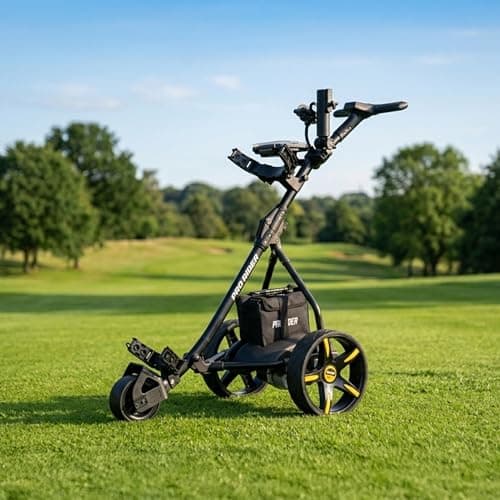 Image of Pro Rider Electric Golf Trolley | 9 Speed Settings, Auto Distance Function, Powerful 200W Motor | Rugged Extra Grip Wheels | Easy to Assemble Complete 18 and 36 Hole Models | Free Accessory Bundle