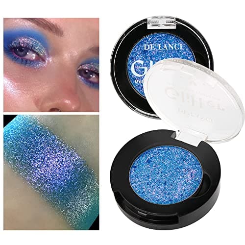 Image of Afflano Holographic Color Change Multichrome Eyeshadow - Silver Blue Shimmer Metallic Eye Makeup, Sparkling Pigment Chameleon Duo Chrome for Blue Eyes