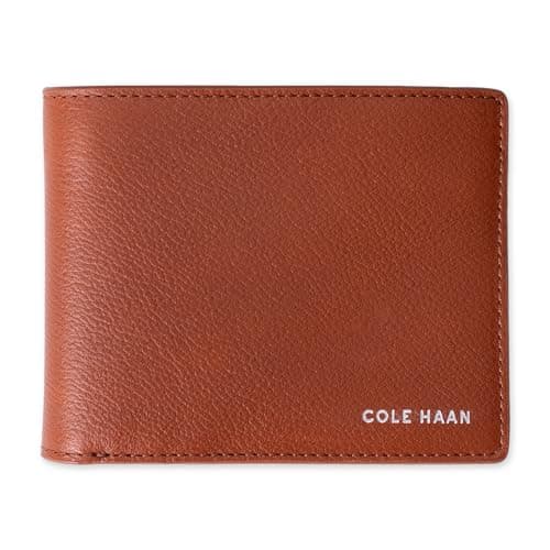 Image of Cole Haan Men's Leather Everyday Bifold RFID Wallet, Cognac X-Capacity, One Size, RFID Slim Billfold Wallet