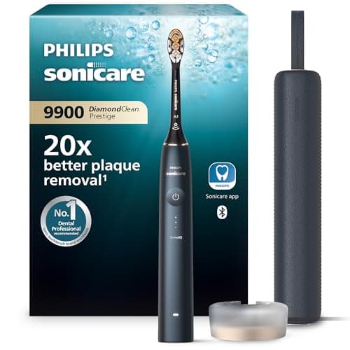 Image of Philips Sonicare DiamondClean Prestige 9900 - Sonic Electric Toothbrush with 1x A3 Premium All-in-One Brush Head and Charging Case in Midnight Blue (Model HX9992/12)