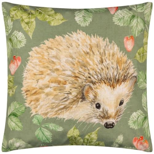 Image of Evans Lichfield Grove Hedgehog Outdoor Cushion Cover,Olive,43 x 43cm
