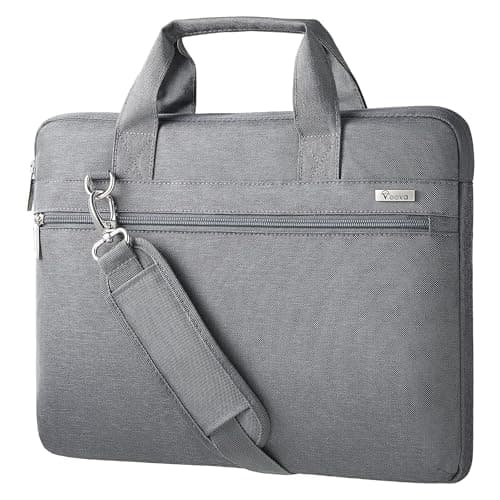 Image of Voova Laptop Bag Case 13 13.3 14 Inch with Shoulder Strap,Waterproof Slim Computer Sleeve Cover for MacBook Air 13 M1/M2/M3,MacBook Pro 13/14,13.5" Surface Laptop 4/5,14” Chromebook,Grey