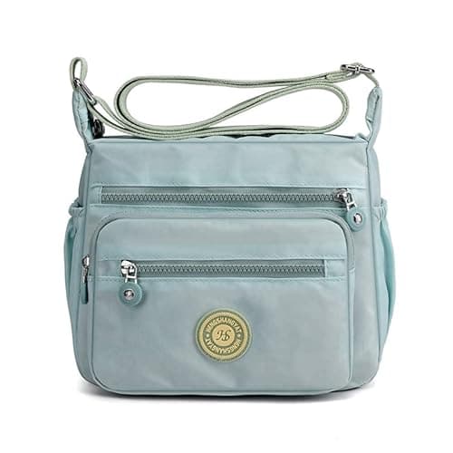 Image of Gelory Multi-Pocket Casual Cross body Bag for Women, Nylon Waterproof Adjustable Strap Travel Messenger Bags Shoulder Bags and Purses (Light green)