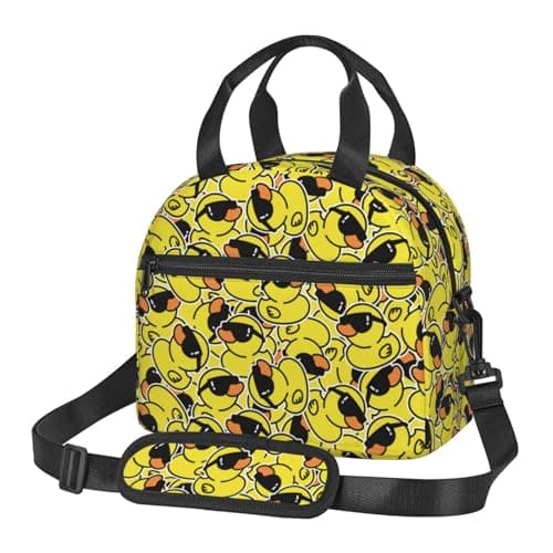 Image of bassyil Duck Insulated Lunch Bag Reusable Lunch Box With Adjustable Shoulder Strap Cooler Tote Bag For Men Women