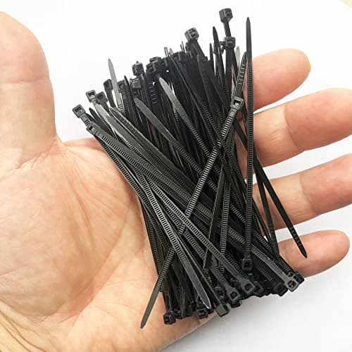 Image of Yaluzibi 4 inch Cable Ties Black 100 Pack, 2.5mm x 100mm Zip Ties Long 18 lbs Tensile Strength with UV Resistant, Nylon Plastic Self Locking Small Cable Wrap for Tidy Wires Home Workshop and Garden