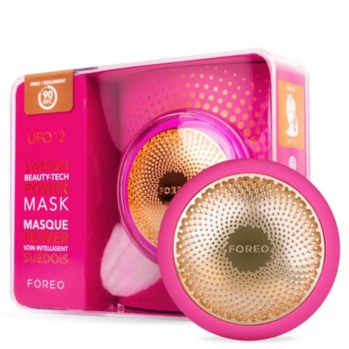 Image of FOREO UFO 2 Full Facial LED Mask Treatment, Full LED Spectrum & Red Light Therapy, Face Masks Beauty Treatment, Warming, Cooling, Face Massager, Moisturiser, Increased Skin Care Absorption, Fuchsia