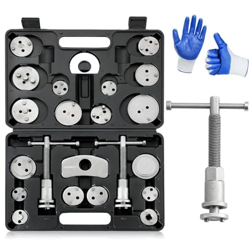 Image of DASBET 24PCS Heavy Duty Disc Brake Caliper Tool Set and Wind Back Kit for Brake Pad Replacement Front & Rear Brake Piston Rewind Tool with Storage Case & One Pair of Glove(Black)