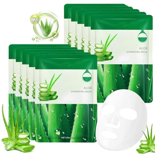 Image of atnayo 10 Pcs Aloe Vera Moisturizing Face Mask, Skincare Hydrating Facial Masks for All Skin Types