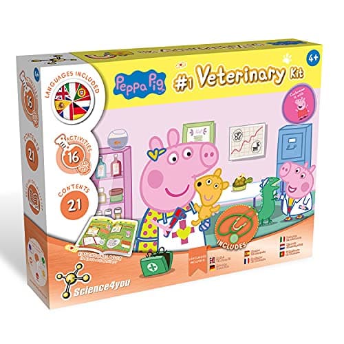Image of Science4you - Peppa Pigs Veterinary Kit for Kids 4+ Years – 16 Science Experiments for Children: Includes a Vet Costume for Kids and a Stethoscope Toy – Ideal Role Play Doctors Kit for Kids 4+