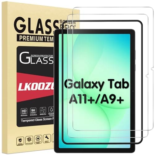Image of LKOOZO Screen Protector for Samsung Galaxy Tab A11+ / A9+ 11 inch Tempered Glass Film for Galaxy Tab A11 Plus / A9 Plus 11" with Installation Frame, 2 Pack