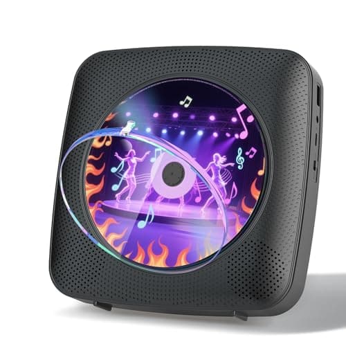 Image of Gueray CD Player Portable: Bluetooth CD Players for Home with Speakers 1800mAh Rechargeable battery Remote Control Removable Dust Cover Wall Mounted CD-Player Supports FM Radio USB AUX Function Black
