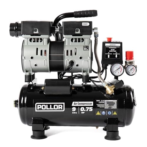 Image of POLLOR Air Compressor Low Noise Oil Free Electric Portable 5.2CFM with Pressure Regulator (9L)