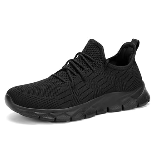 Image of INYO Womens Trainers Non Slip Running Shoes Lightweight Slip-on Walking Sneakers Casual Gym Jogging Workout Tennis Shoes Black 7.5