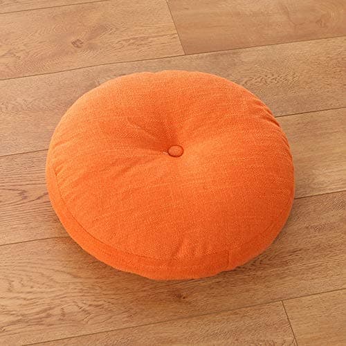 Image of Detachable Round Cushions Cotton Filled 15cm Thick Soft Linen Seat Cushion for Sofa, Bed, Floor Decoration Throw Pillow,Orange,60x60cm