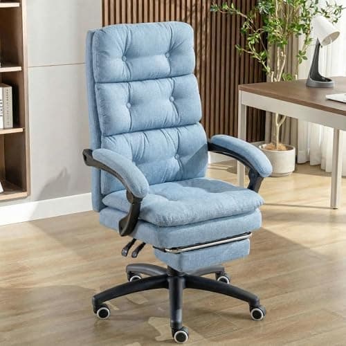 Image of Blisswood Office Chair, Desk Chair with Lumbar Support, Ergonomic Office Chair with Footrest, Adjustable Height, 135° Recline Tilt Function 360° Swivel for Home Office Working (Blue)