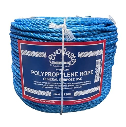 Image of 220M TRADE COILS EVERLASTO BLUE POLYPROPYLENE POLY ROPE 6MM 8MM 10MM 12MM 14MM (6MM)