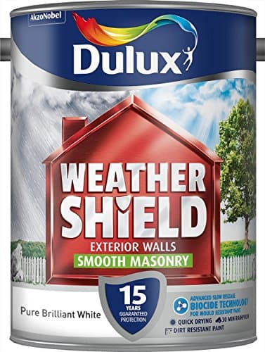 Image of Dulux Weathershield Smooth Masonry Paint - Pure Brilliant White - 5L