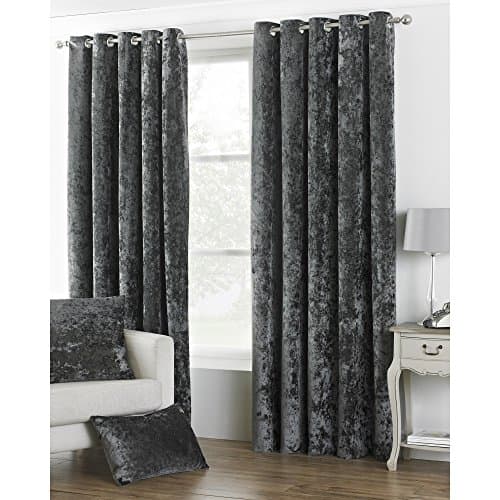 Image of Riva Paoletti Verona Ringtop Eyelet Curtains (Pair), 168cm x 229cm, Pewter Grey