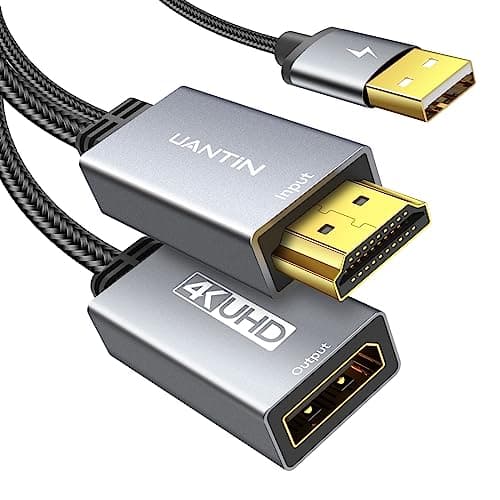 Image of UANTIN HDMI to DisplayPort Adapter | 4K@60Hz Active HDMI 2.0 Male to DP 1.2 Female Converter Uni-Directional HDMI Cable Support HDCP 2.2 for PC,AMD,NVIDIA,Dell,HP,Mac,NS,PS5,Xbox One/Series X
