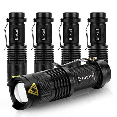Image of Enkarl Mini LED Flashlight, Super Bright 5 Pack 350 Lumens 3 Modes Zoomable AA Battery Flashlight with Clip (Battery Not Included)