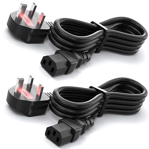 Image of Universal AC Power Cable 6ft, IEC C13 to NEMA 5-15P 3 Prong Power Cord 18AWG 10A 125V, Replacement Cord for Home Office Computer Monitor Desktop PC Printer and TV Power, Easy Replacement