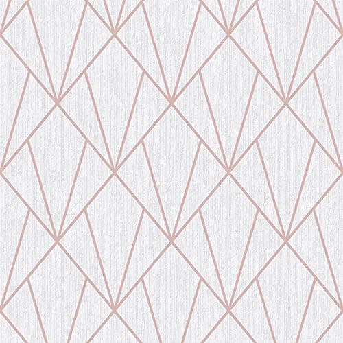 Image of Muriva Indra Geometric Glitter Wallpaper Rose Gold (154102)