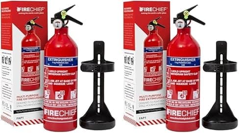 Image of Multi Purpose Powder Fire Extinguisher – Ready to Use in Seconds – 1kg ABC Fire Extinguisher for Home & Kitchen Use – 5 Year Guarantee – Firechief Travel Extinguisher for Cars, Campervans & Caravans