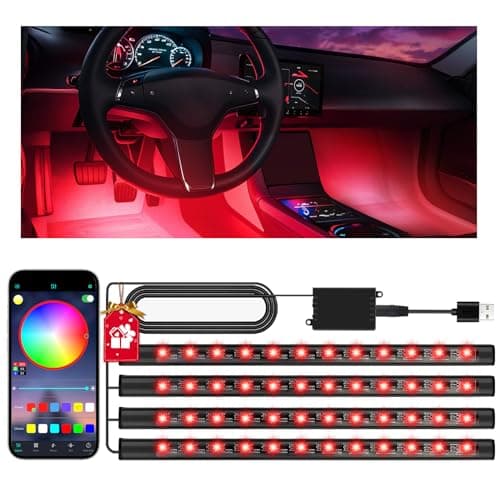 Image of Zdovivot Car Led Interior Lights, Birthday Gifts Car Accessories for Women Men, APP Control Ambient Lighting Car, Music Sync Colour-Changing Lights Gift for Him Husband