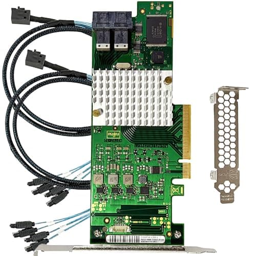 Image of SAS HBA Card Compatible with LSI 9300-8i IT Mode & D3307 PCIe SATA Expansion Card, 8-Port 12Gbps PCIe 3.0, SAS Expander Support, HBA Controller with 2x SFF-8643 to 4x SATA Cables for TrueNAS unRAID