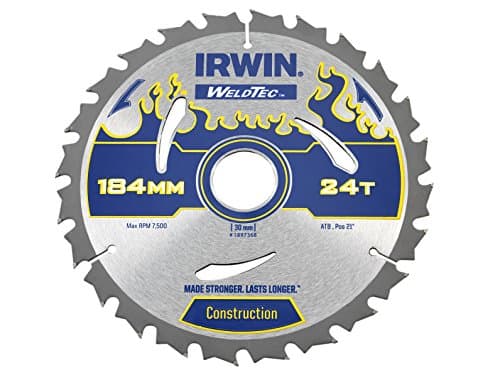 Image of IRWIN IRW1897368 184 x 30mm 24-Teeth Weldtec Circular Saw Blade with ATB Tooth Grind