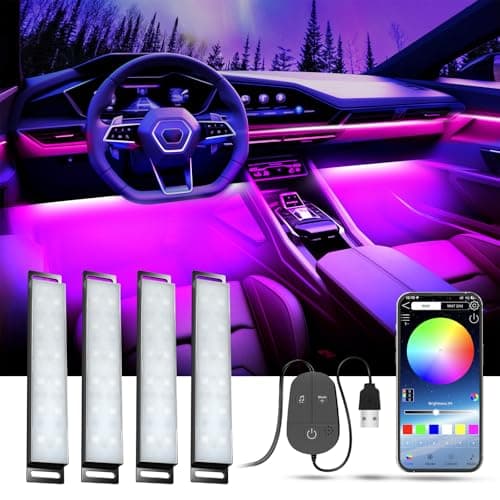 Image of YiLaie Car LED Interior Lights,RGB Atmosphere Light with APP Control and 16 Million Colours, USB Port Music Mode, Colour Memory, Car Accessories, LED ambient lighting kit, DC 5V