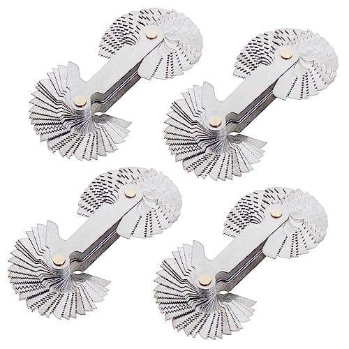 Image of ChgImposs 4PCS Metric & Imperial & US Screw Gauge SAE Whitworth 55 Degree & Metric 60 Degree & & US 60 Degree Thread Pitch Gauge for Industrial Measurement
