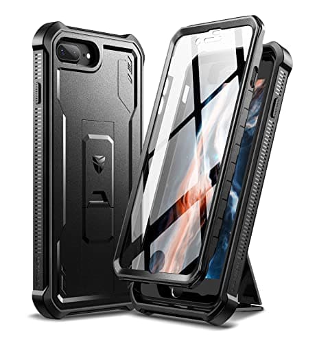 Image of Dexnor for Apple iPhone 7 Plus/8 Plus Case, [Built in Screen Protector and Kickstand] Heavy Duty Military Grade Protection Shockproof Protective Cover for Apple iPhone 7 Plus/8 Plus - Black
