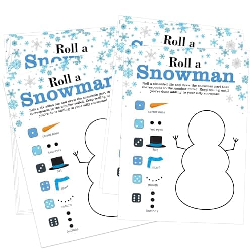Image of Christmas Roll A Snowman Dice Game, 25 Pcs Christmas Party Games Cards, Christmas Party Decorations, Xmas Gifts, Christmas Games for School Classroom Family Activities Christmas Party Favors, 04