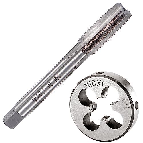 Image of Saipor M10 X 1 Metric Tap and Die Set M10 x 1.0mm HSS Straight Fluted Machine Thread Right Hand Screw Tap and Round Threading Die