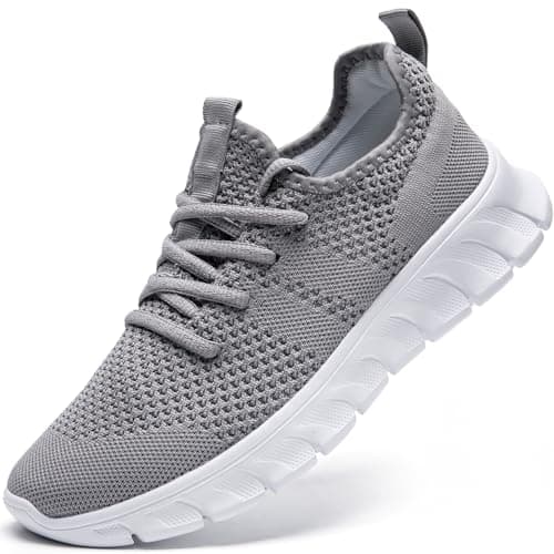 Image of Mens Trainers Running Shoes Non Slip Sneakers Hiking Tennis Walking Gym Training Casual Workout Grey Shoe Size 6.5