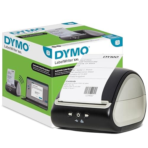 Image of DYMO LabelWriter 5XL Label Printer | Automatic Label Recognition | Label Maker that prints Extra-Wide Shipping Labels from Amazon, Royal Mail & More | Perfect for eCommerce Sellers | UK 3 Pin Plug