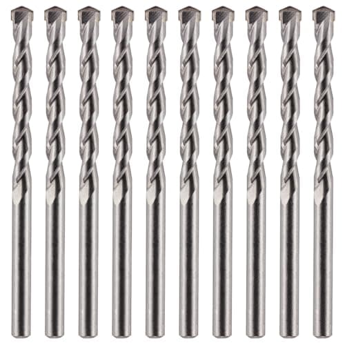 Image of 10 Pack Of 6mm x 100mm Long TCT Masonry Drill Bits – For Concrete, Brick, Stone, Porcelain Ceramic Tiles Plastic Wood – Masonry Drill Bits Set For Standard Rotary Drills & Hammer Drills (NOT SDS)