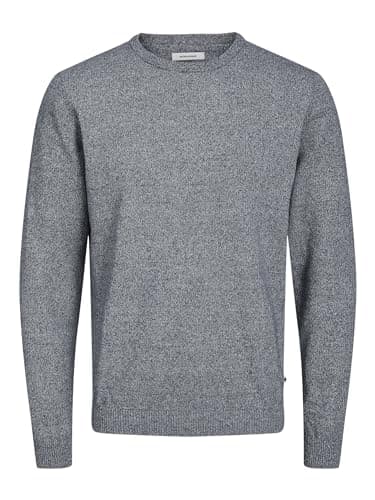 Image of Jack & Jones Men's Jjebasic Knit Crew Neck Noos Jumper, Blue (Navy Blazer Detail: Twisted With Jet Stream), L UK