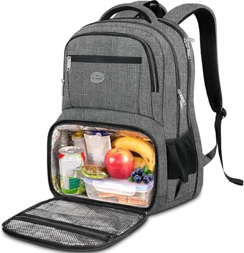 Image of MATEIN 17 Inch Laptop Backpack with Lunch Compartment, TSA Large Travel Rucksack for Men Women with Laptop Compartment, Water Resistant Work Bag with USB Charging Port for School Backpack, Grey