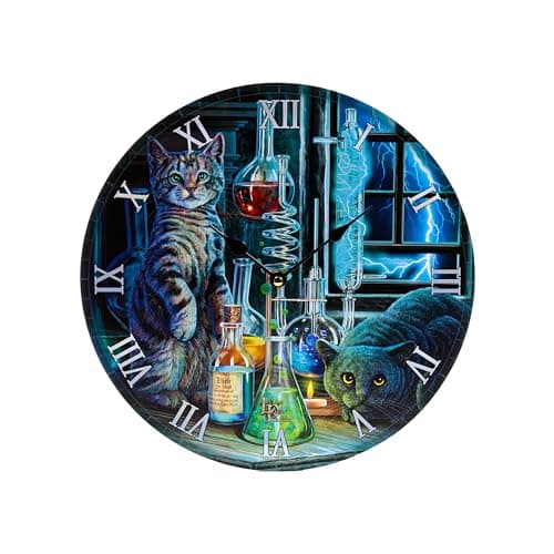 Image of Puckator Lisa Parker Jekyll and Hyde Cats Picture Clock - Wall Clock Clocks - Mens Cute Cool Preppy Home Gaming Room Bedroom Office Decor Decoration - Asthetic Accessories Stuff Men Things