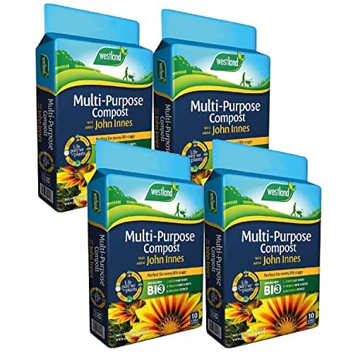 Image of Westland Multipurpose Garden Plant Compost - Peat Free Multi-Purpose Compost with John Innes 4 x 10L Garden Soil Bags for Indoor & Outdoor House Plants, Vegetable Growing. Comes with Topline Card.